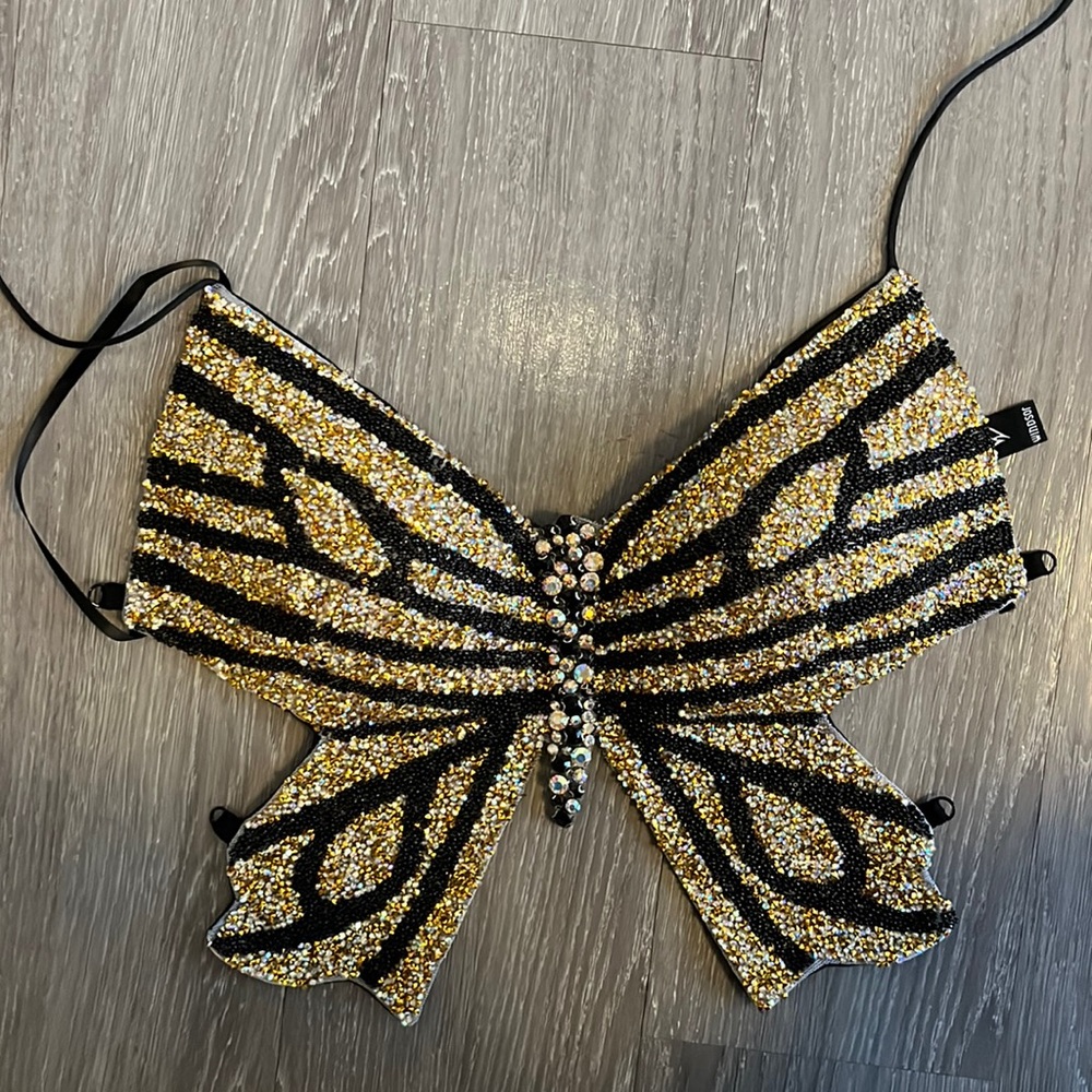 Windsor, size medium, gold beaded butterfly corset top